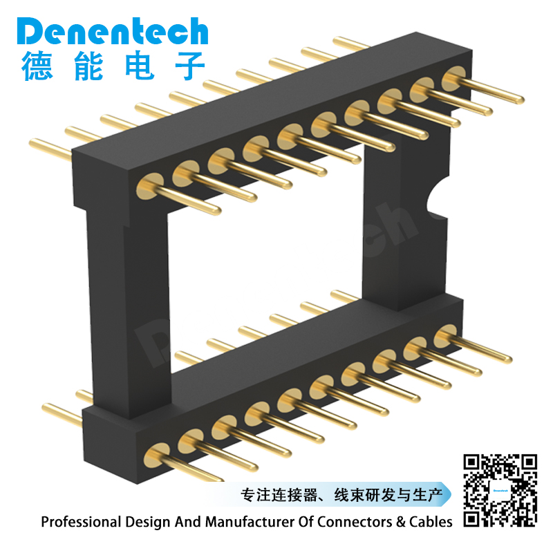 Denentech 工厂直供1.778MMIC座排针双排180度直插圆孔镀金IC插座